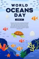 gradient world ocean day vertical banner illustration vector