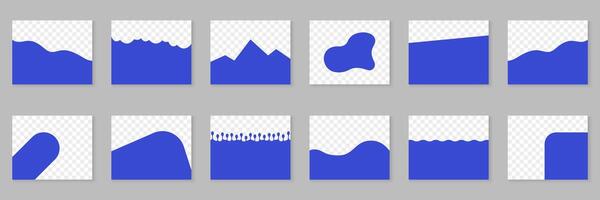 Divider Shape for Website Top Section. Design Element Collection for Web Page Bottom Set. Separator For Poster, Banner, App. Waves, Curve Line, Drops, Abstract Form. Isolated Illustration vector