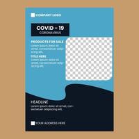 covid 19 flyer design template vector