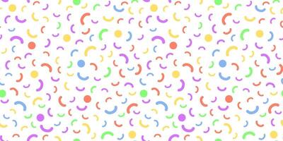 Simple dash pattern on white background. Hand drawn semi-circular dash and circle, colorful seamless pattern. Abstract, geometric textured seamless design. illustration vector