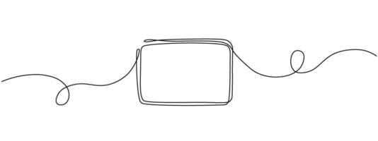 Continuous line drawing of a black square. One-line icon of a geometric frame. A sketch of a rectangular frame. editable line illustration vector