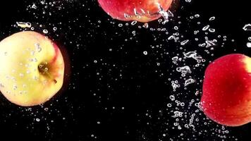 Äpfel fallen durch Wasser 4k Hintergrund video