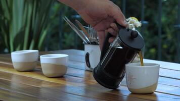 waiter serves coffee to a customer 4k background video