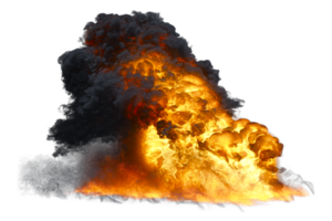 Big oil fire explosion on transparency background png