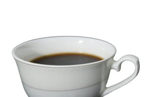 lavorato porcellana caffè tazza con nero caffè versato in esso senza un' sfondo png