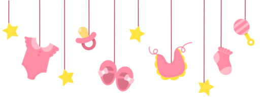 Pink decoration baby art hand drawn illustration png