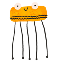 geel monster met lang poten. illustratie voor halloween. tekenfilm monster. schattig baby grappig illustratie Aan geïsoleerd achtergrond png