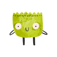 Green happy monster. Illustration for Halloween. Cartoon monster. Cute baby funny illustration on isolated background png