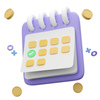 3d illustration with a purple calendar and check mark icon png