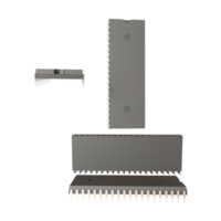 realistisch renderen van geïntegreerde circuit, elektronica onderdeel. png