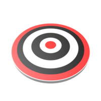 top view 3d black white and red Dartboard with dart rendering png