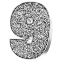 zilver aantal 9 3d geven png