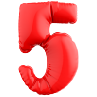 5 Number Balloon 3D Render png