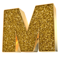 Gold M Letter 3D Render png