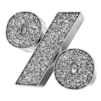 Silver Percent 3D Render png