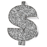 Silver Symbol Dollar 3D Render png