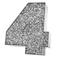 Silver Number 4 3D Render png