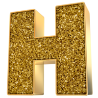 Gold H Letter 3D Render png