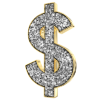 Symbol Dollar Silver And Gold 3D Render png