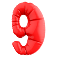 9 Number Balloon 3D Render png