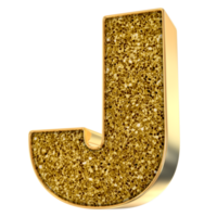 Gold J Letter 3D Render png