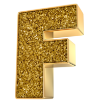 Gold F Letter 3D Render png