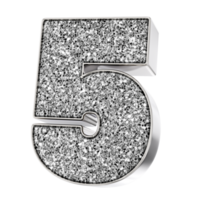 Silver Number 5 3D Render png