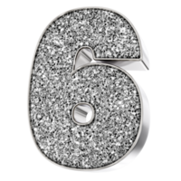 Silver Number 6 3D Render png