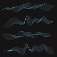 Set of smooth flowing wave lines suitable for graphic elements of technology, science, music, etc vector