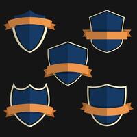 Shield badge collection. Blank logo shield with ribbon vector