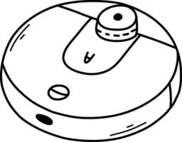 illustration of a robot vacuum cleaner isolated on a white background. Robot vacuum cleaner in doodle style. vector