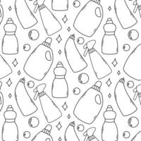 Seamless pattern with cleaning elements. Doodle pattern with detergent. illustration. vector