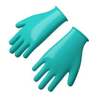 Medical latex gloves icon. Details turquoise 3d Rendering illustration Health care tool png