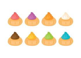 Iced Gem Button Biscuit Set Collection Sweet Snack Food Illustration vector