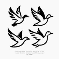 set of silhouette duck flaying logo design template vector