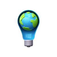 opslaan de planeet. 3d licht lamp met aarde. milieuvriendelijk vriendelijk energie bron. png