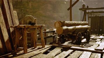 medievale porta con un' di legno strumenti video