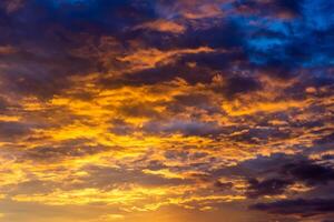 Golden hour of sunset sky photo