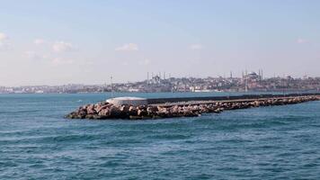 Istanbul visie van een veerboot in de Kadikoy baai Bij dag. bezoek Istanbul concept . video