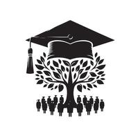 graduation cap graphics solid icon in black color vector