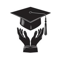 graduation cap graphics solid icon in black color vector