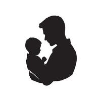 padre y hijo silueta ilustración. sombra papá y niño. paternidad concepto aislado vector