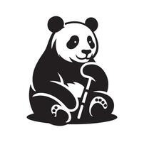 panda illustration design silhouette style vector