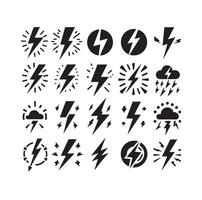 relámpago tornillo icono ilustración conjunto aislado en blanco antecedentes. negro destello símbolo, rayo ilustración. vector