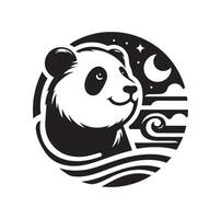 panda illustration design silhouette style vector