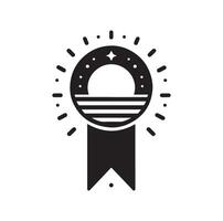 minimal award ribbon badge icon. guarantee or medal thin line. concept of minimal consumer control emblem or assurance vector