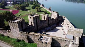 Smederevo Fortress on the south side of the Danube River in Serbia video
