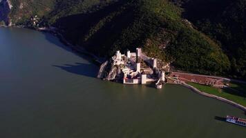 Golubac Fortress on the south side of the Danube River in Golubac, Serbia video