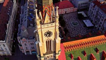 Aerial View of Clock Tower in Novi Sad, Serbia video