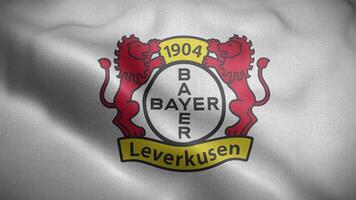 Bayer Leverkusen Germany White Logo Flag Loop Background 4K video